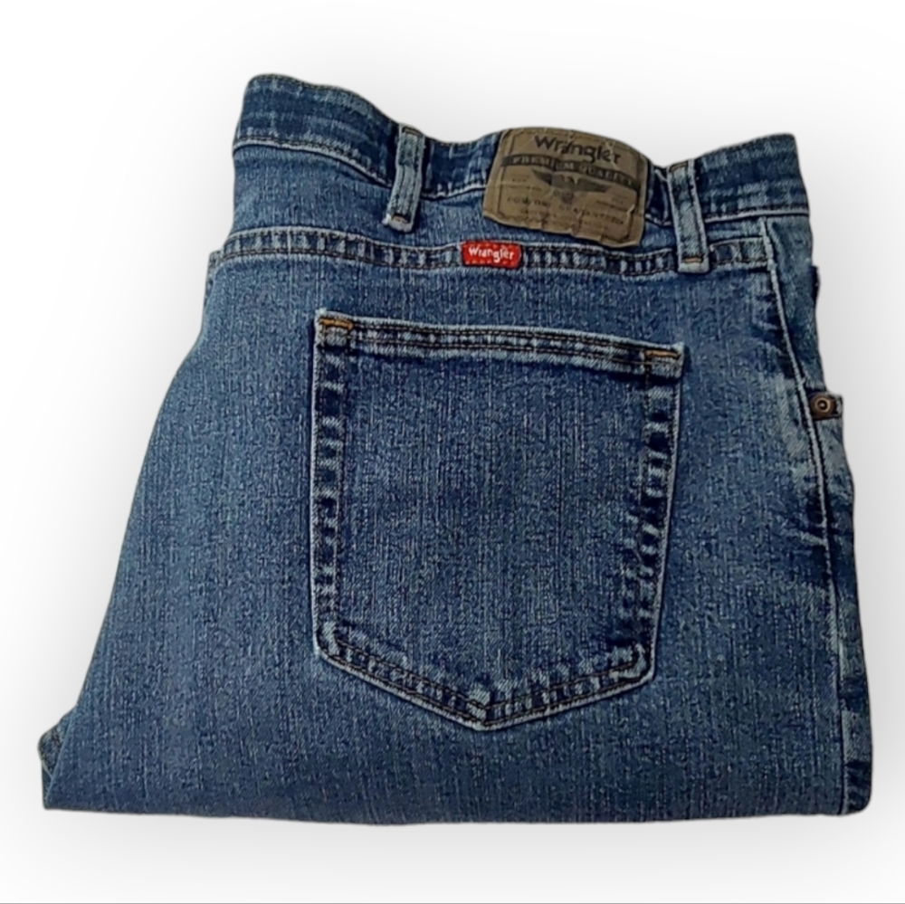 Wrangler Men's Jeans 42 x 28/29 Regular Fit Distressed Working Mans Oil Mark